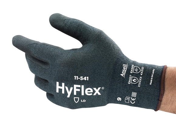 Ansell HyFlex 18G Kevlar/Stainless Steel/Nylon Liner With Silicone Free Nitrile Grip, 12 Pack